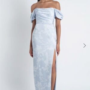 Jenny Yoo Blakely Print Elegant Off-Shoulder Bridesmaid Dress